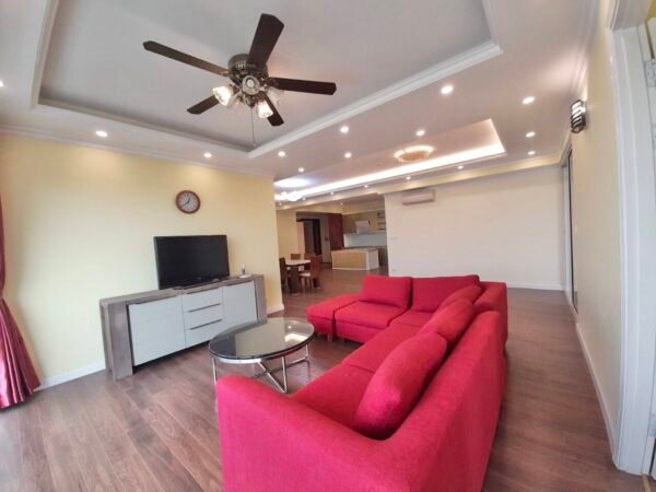 Beautiful red sofa apartment for rent at E1 Ciputra (1)