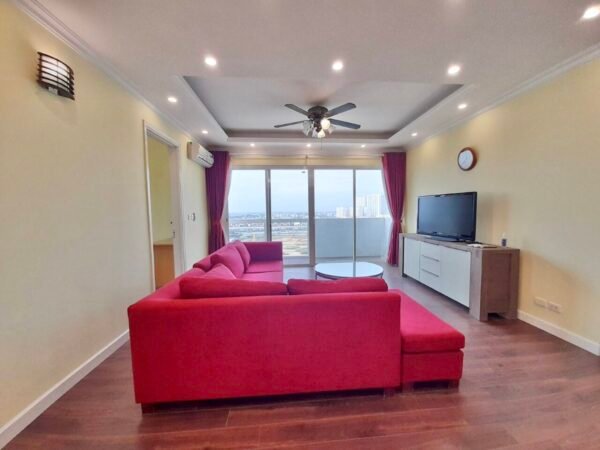 Beautiful red sofa apartment for rent at E1 Ciputra (2)