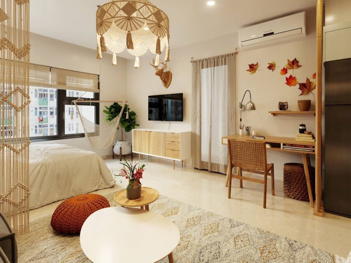 Beautiful tropical-style studio apartment for rent in Vinhomes Ocean Park Hanoi (5)