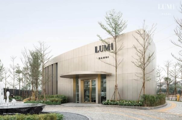 The impressive leaf-shaped design of the Lumi Hanoi Sales Gallery and model apartments (Image: CapitaLand Development)
