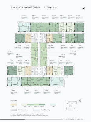 Typical floor plan of Galia Hanoi apartment (4F - 32F)