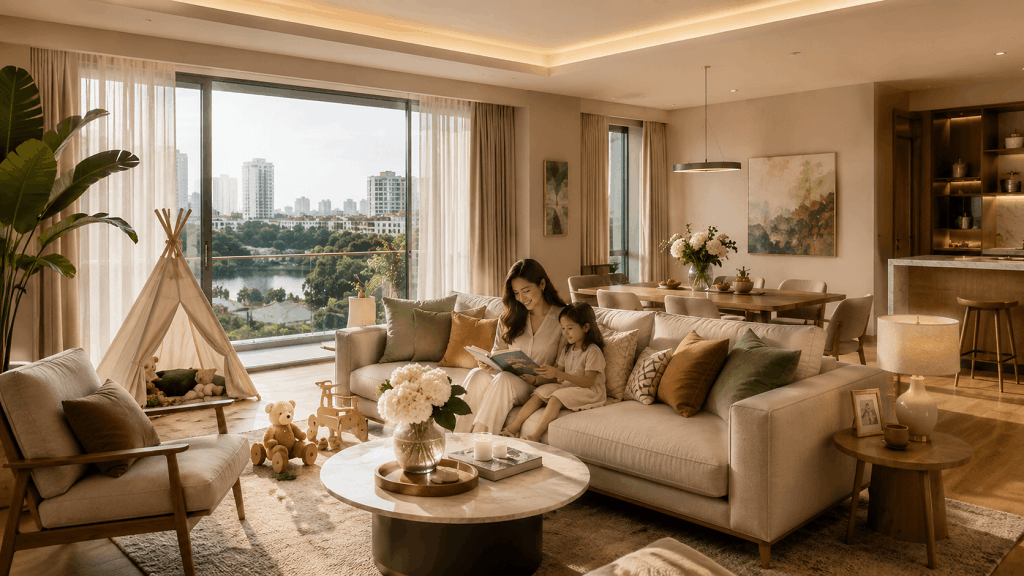 Best Apartments near UNIS Hanoi | Expat Family Guide 5 Warm family home interior