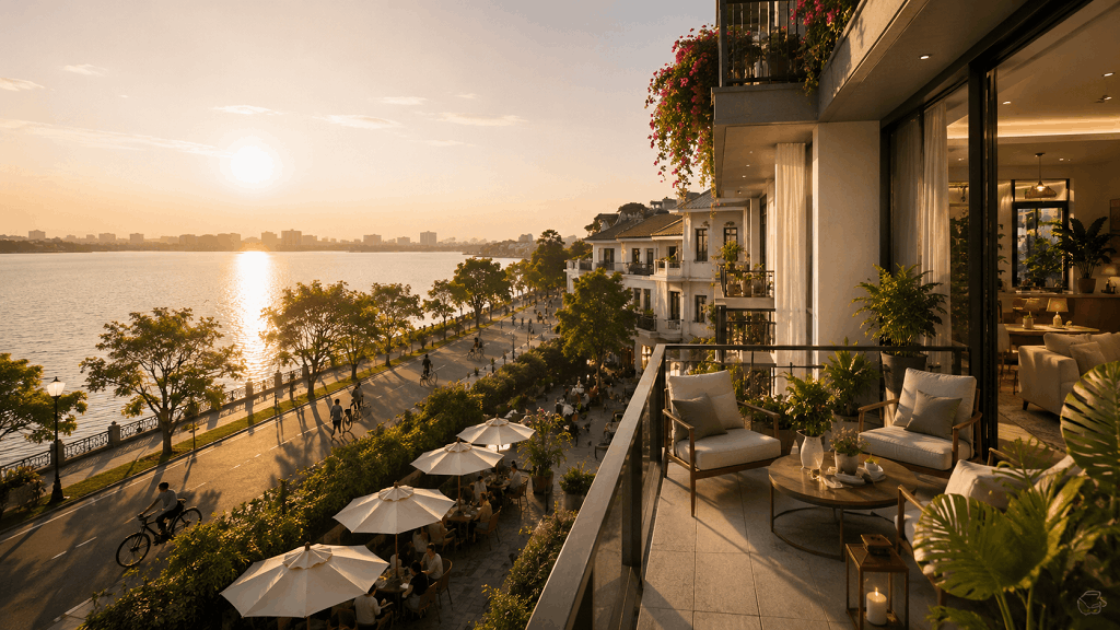 Best Apartments near UNIS Hanoi | Expat Family Guide 4 West Lake lifestyle with cafés or lake-view apartment