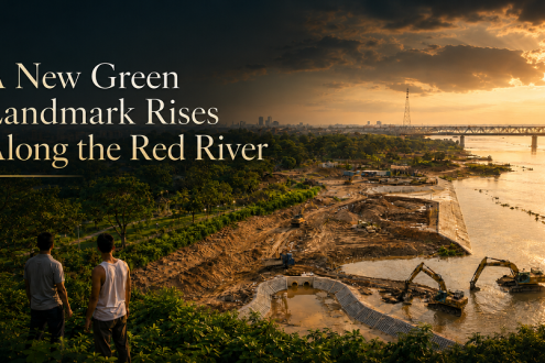 A new green landmark rises along the Red River