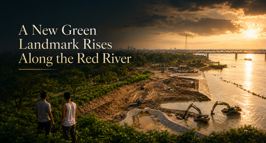 A new green landmark rises along the Red River