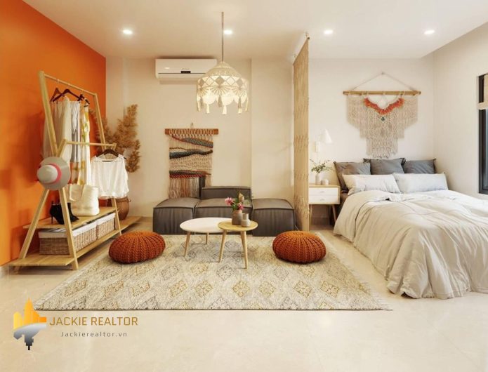 Beautiful tropical-style studio apartment for rent in Vinhomes Ocean Park Hanoi (1)
